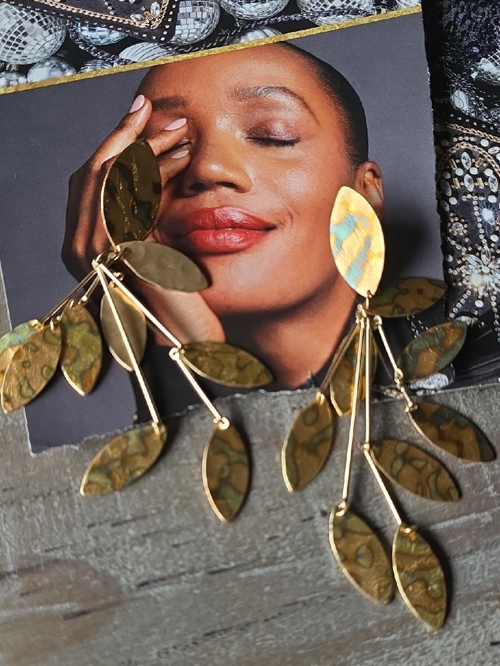 Gold Leaf Cascade Statement Earrings - Elegant Women Jewelry